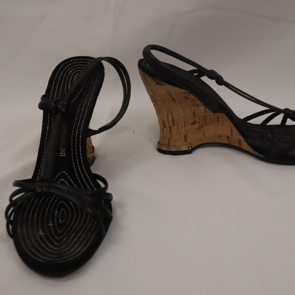 Black and Cork Wedge Heel